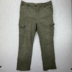 Well Worn Olive Green Cargo Pants Womens 16/36 Straight Leg Stretch Utility Pant